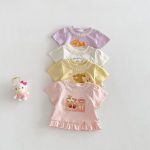 【73-120cm】Tシャツ うさぎプリント 可愛い フリル 韓国風 トップス - 画像 (9)