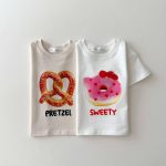 【90-150cm】半袖Tシャツ 韓国風 フードプリント 可愛い - 画像 (2)