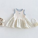 【73-110cm】ワンピース ブルー ドット シンプル 可愛い 女の子