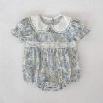 【66-130cm】ロンパースorワンピース ブルー 花柄 姉妹服 - 画像 (10)