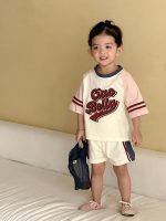 【80-150cm】セットアップ キッズ 男女兼用 カラー切り替え 英字柄 - 画像 (5)