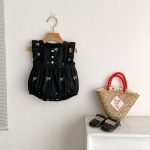 【90-130cm】ロンパースorワンピース 蝶結び柄 ブラック 姉妹服 - 画像 (7)