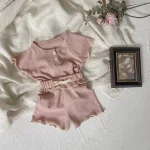 【73-100cm】セットアップ ベビー 韓国風 フリルワッフル - 画像 (4)
