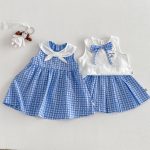 【73-120cm】ワンピースorシャツorスカート 可愛い ブルー チェック