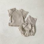【66-90cm】セットアップ ベビー 韓国風 無地 ワッフル - 画像 (10)