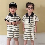 【80-150cm】セットアップ or ワンピース キッズ 半袖 ボーダー - 画像 (7)