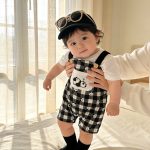 【66-100cm】セットアップ 可愛い パンダ サロペット＆シャツ - 画像 (14)