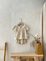 【73-100cm】セットアップ ベビー 女の子 韓国風 小花柄 丸襟 - 画像 (10)
