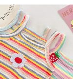 【66-90cm】ロンパース ベビー 可愛い ボーダー カラフル - 画像 (9)