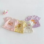 【73-120cm】Tシャツ うさぎプリント 可愛い フリル 韓国風 トップス - 画像 (5)