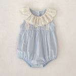 【66-130cm】ロンパースorワンピース フリル襟 ブルー 姉妹服 - 画像 (16)