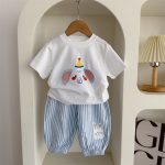 【80-120cm】セットアップ ゾウ柄 シャツ&ストライプパンツ - 画像 (10)