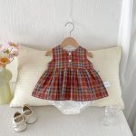 【66-90cm】ロンパース レッド チェック 可愛い ベビー服 - 画像 (8)