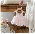 【66-90cm】ロンパース ベビー 可愛い リボンメッシュ - 画像 (8)