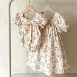 【66-90cm】ロンパース ベビー 女の子 リボン 小花柄 - 画像 (6)