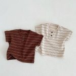 【66-100cm】セットアップ ベビー 韓国風 ボーダーワッフル - 画像 (7)