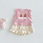 【73-120cm】タンクトップorショートパンツ 女の子 猫プリント 可愛い 子供服 - 画像 (7)