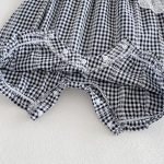 【66-90cm】セットアップ ブラック チェック サロペット＆シャツ - 画像 (7)