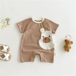 【66-90cm】ロンパース ベビー 半袖 クマ柄 キュート - 画像 (4)