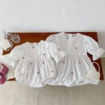 【66-110cm】ロンパースorワンピース フラワー柄 ホワイト 姉妹服 - 画像 (15)