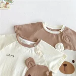 【66-90cm】ロンパース ベビー 半袖 クマ柄 キュート - 画像 (6)