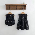 【90-130cm】ロンパースorワンピース 蝶結び柄 ブラック 姉妹服 - 画像 (17)