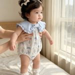 【66-90cm】ロンパース ブルー襟 ウサギ 可愛い ベビー服 - 画像 (8)