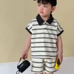 【80-150cm】セットアップ or ワンピース キッズ 半袖 ボーダー - 画像 (3)