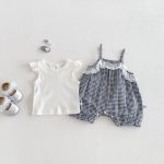 【66-90cm】セットアップ ブラック チェック サロペット＆シャツ - 画像 (3)