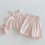 【73-120cm】セットアップ 女の子 花柄トップス&ストレートパンツ フリル付き 子供服 - 画像 (4)