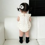 【66-90cm】ロンパース ベビー ドット柄 丸襟 かわいい - 画像 (5)
