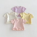 【73-120cm】Tシャツ うさぎプリント 可愛い フリル 韓国風 トップス - 画像 (10)