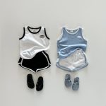 【80-130cm】セットアップ カジュアル ノースリーブトップス＋ショートパンツ - 画像 (3)