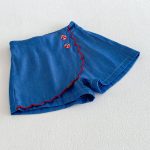 【73-120cm】キュロット 女の子 さくらんぼ刺繍 デニムショートパンツ - 画像 (4)