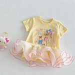 【73-120cm】半袖Tシャツ ベビー チュール フリル プリント - 画像 (6)