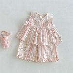 【73-120cm】セットアップ 女の子 花柄トップス&ストレートパンツ フリル付き 子供服 - 画像 (2)