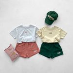 【80-130cm】セットアップ キッズ 半袖 Tシャツ+ショートパンツ 薄手 男女兼用 シンプル