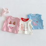 【73-120cm】タンクトップorショートパンツ 女の子 猫プリント 可愛い 子供服 - 画像 (5)