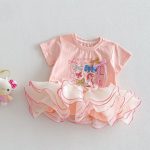 【73-120cm】半袖Tシャツ ベビー チュール フリル プリント - 画像 (7)