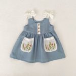 【73-110cm】セットアップ or ワンピース ベビー 女の子 韓国風 花刺繍 - 画像 (5)