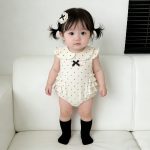 【66-90cm】ロンパース ベビー ドット柄 丸襟 かわいい - 画像 (3)