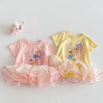 【73-120cm】半袖Tシャツ ベビー チュール フリル プリント - 画像 (3)