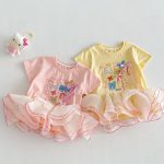 【73-120cm】半袖Tシャツ ベビー チュール フリル プリント