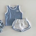 【80-130cm】セットアップ カジュアル ノースリーブトップス＋ショートパンツ - 画像 (8)
