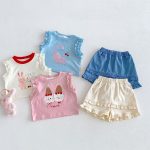 【73-120cm】タンクトップorショートパンツ 女の子 猫プリント 可愛い 子供服 - 画像 (2)