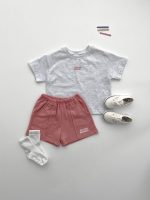 【80-130cm】セットアップ キッズ 半袖 Tシャツ+ショートパンツ 薄手 男女兼用 シンプル - 画像 (5)