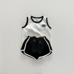 【80-130cm】セットアップ カジュアル ノースリーブトップス＋ショートパンツ - 画像 (7)