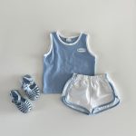 【80-130cm】セットアップ カジュアル ノースリーブトップス＋ショートパンツ - 画像 (5)