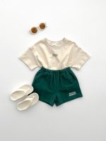 【80-130cm】セットアップ キッズ 半袖 Tシャツ+ショートパンツ 薄手 男女兼用 シンプル - 画像 (6)