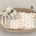 【66-100cm】セットアップ ベビー フリル袖トップス&レースショートパンツ - 画像 (7)